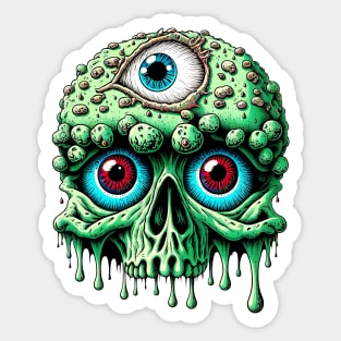 Zombie Gore Brain Skull 3 Sticker